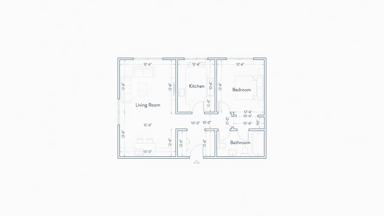 2D floor plan creator showing labeled rooms, doors, and furniture footprints